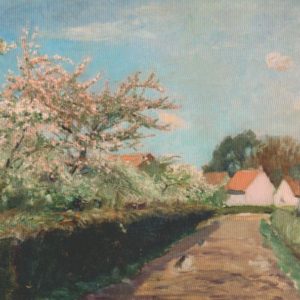 Sonniger Weg mit Blütenbäumen / Otto Modersohn