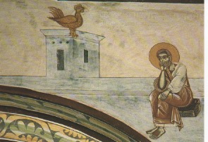 Petrus mit dem Hahn / Muttergottes-Kirche, Gelati-Kloster, Georgien