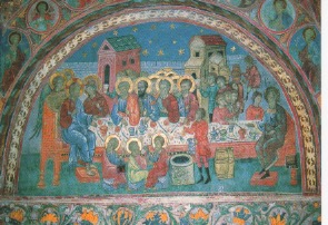Fusswaschung / Fresko, Klosterkirche Sucevita, Rumänien