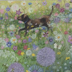 Summer Garden (mit Hund) / Lucie Grossmith, 16 x 16cm