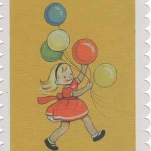 Mädchen mit Ballons (ausgestanzter Zackenrand)