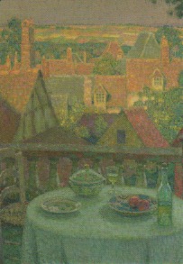 Tisch auf der Terrasse, Gerberoy, Henri Le Sidaner